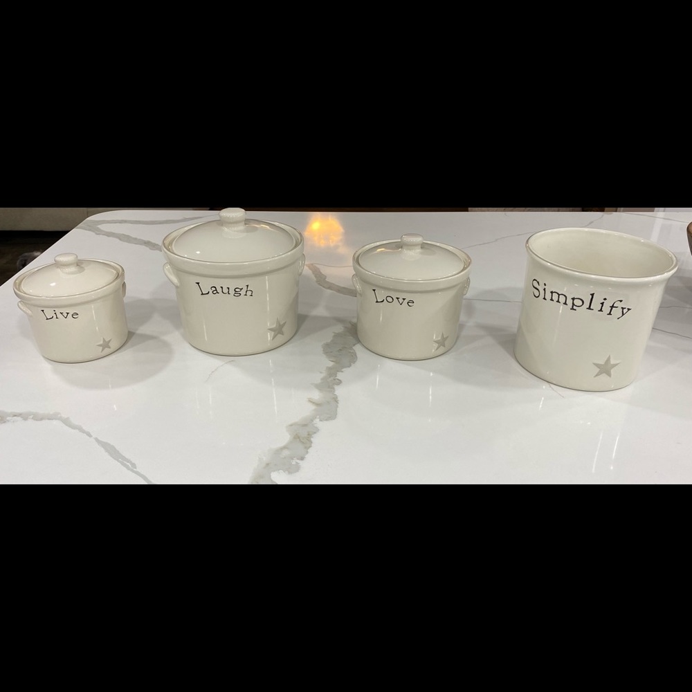 Kitchen Canister and Crock set with words